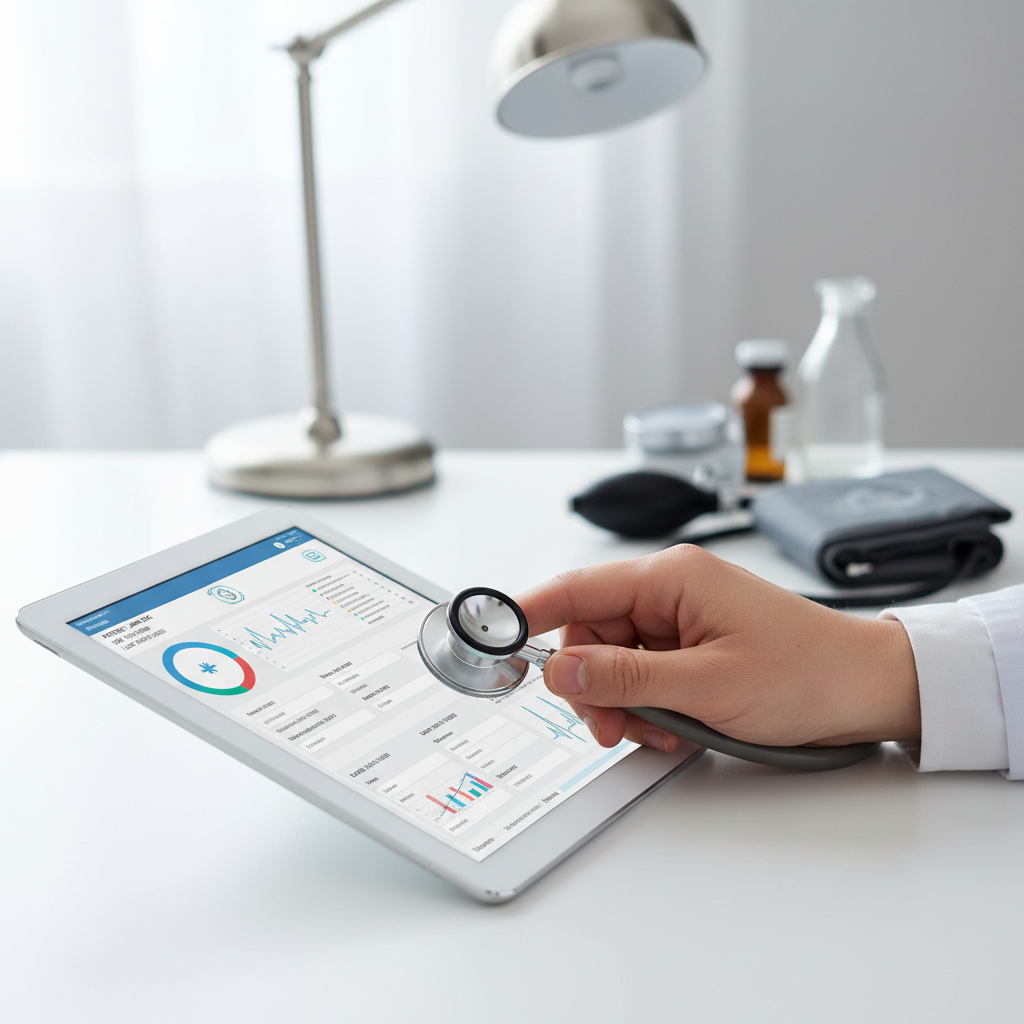 Moderne Arztpraxis mit Tablet